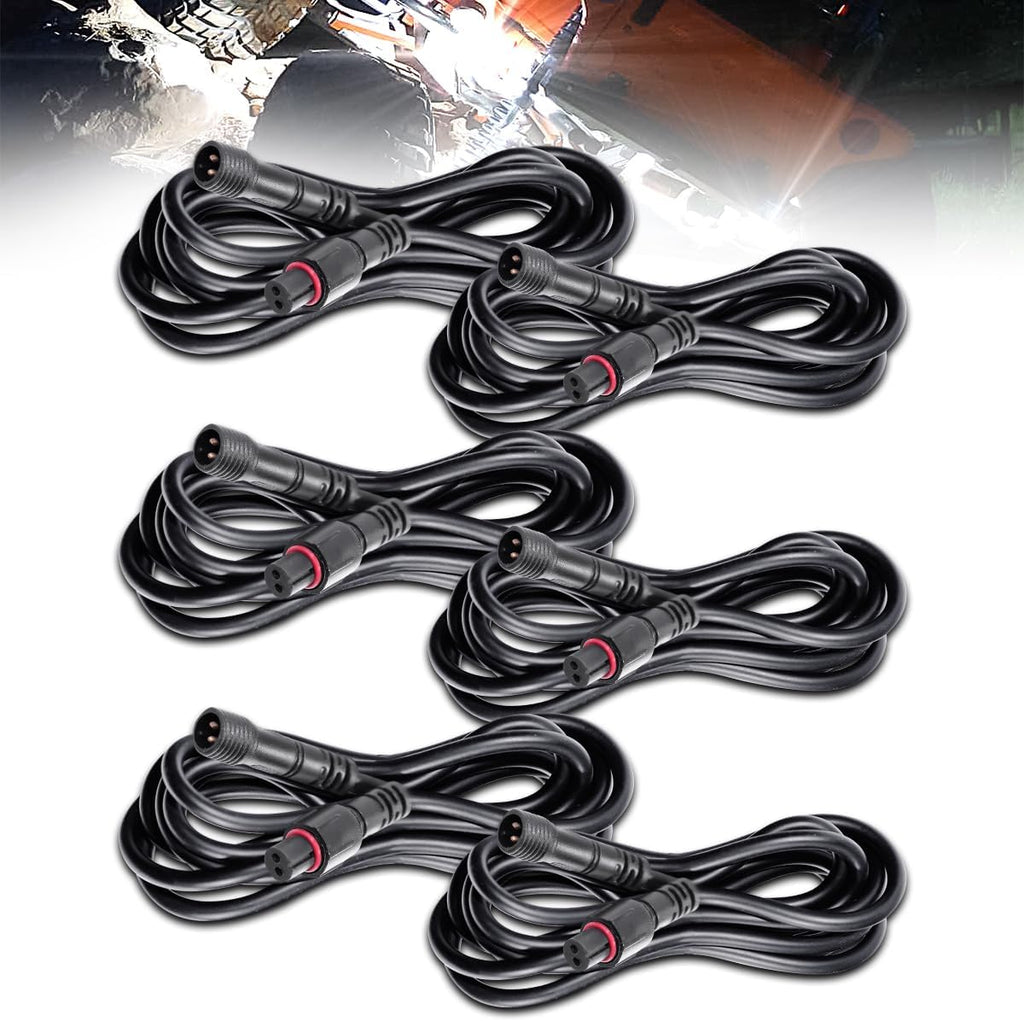 LEDMIRCY LED Rock Lights Extension Cable 2 Pins Wire Connectors 6PCS 5ft 22AWG Female Male Waterproof Extension Cable 11mm Nut Small Size for LED Strip Light Driving Fog Lights(Only for Single Color)