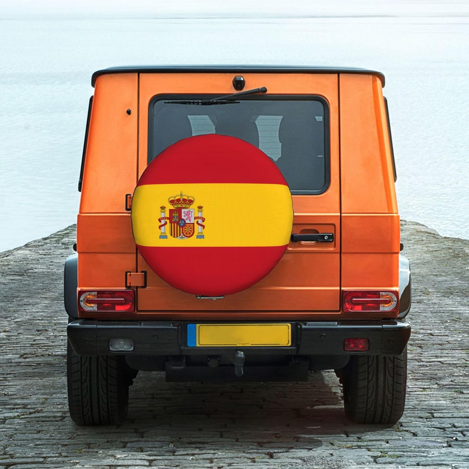 Spanish Flag Print Universal Spare Tire Cover for RV, Jeep | Wheel Protector Fits Rv, Trailer, Jeep, Shield Tires From Sun, Dirt And Rain For Outdoor Storage