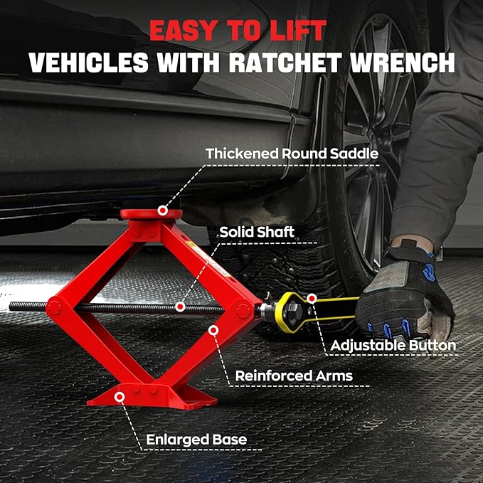 Scissor Jack for Car 2.5 Ton Car Jack Kit, Tire Changing kit