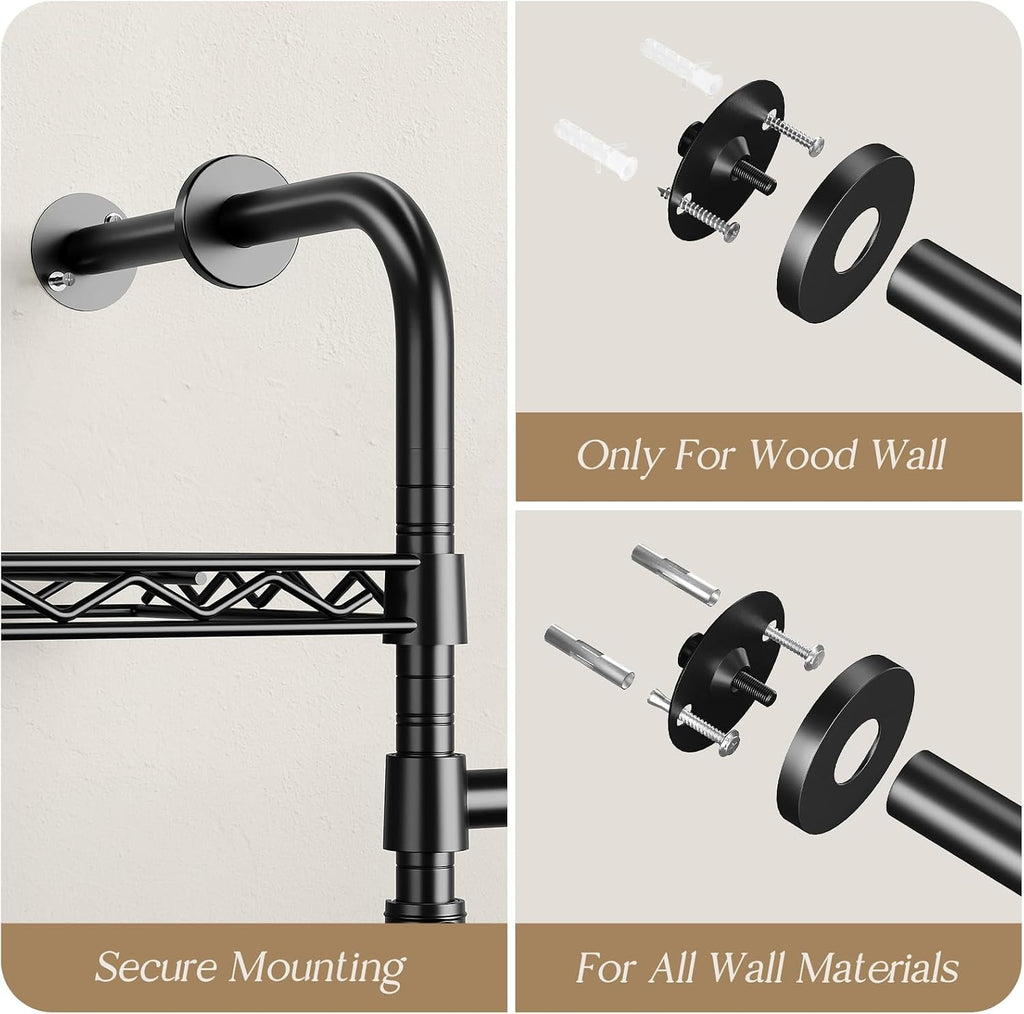 wall mounted closet system, heavy duty 2-row clothes on a desk or shelf