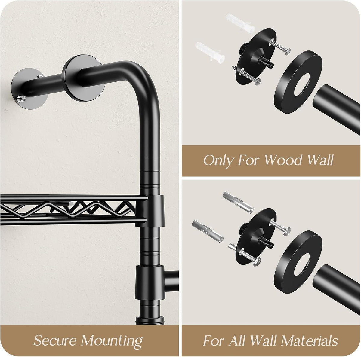 wall mounted closet system, heavy duty 2-row clothes on a desk or shelf