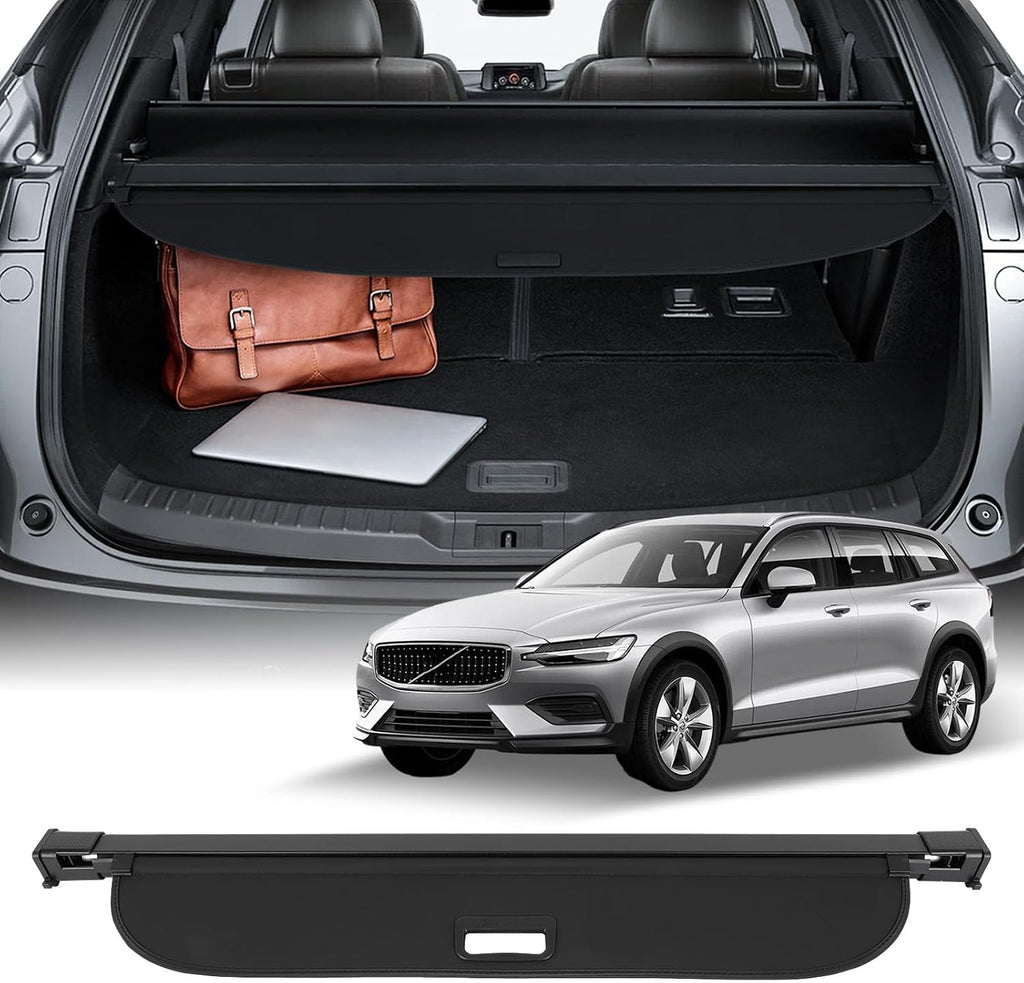 SCITOO Cargo Cover Shade 2018-2024 for Volvo V60 Accessories Retractable Trunk Shielding Shade Cargo Anti-Peeping Luggage Tonneau Cover Privacy Screen