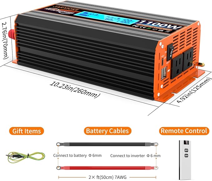 1100 Watt Pure Sine Wave Power Inverter 12V DC to 110V 120V Converter - Image 7