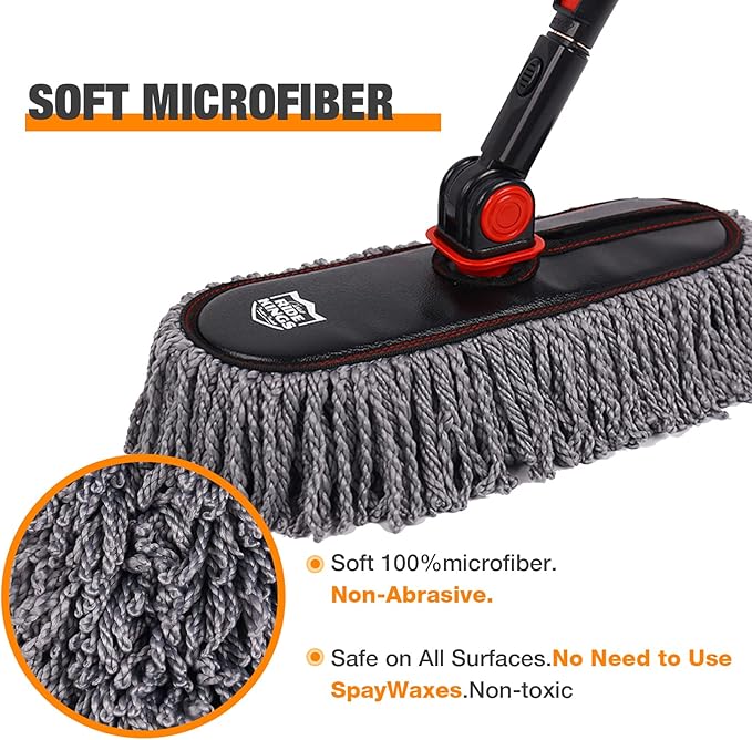 Car Duster Set, Car Duster Exterior Extendable Handle, Scratch Remover Large - Image 5