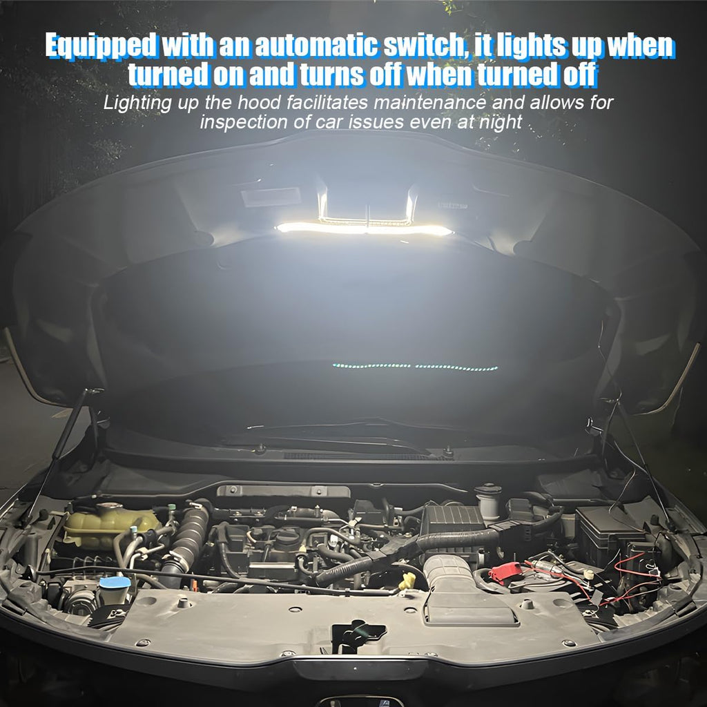 Car Under Hood LED Light Strip, 15Inch 12V 21 SMD 5050 Waterproof Vehicle Engine Bay Lights Bundle Kit with Automatic On/Off, Auto Underhood Work Lamp, Universal for SUV RV Truck