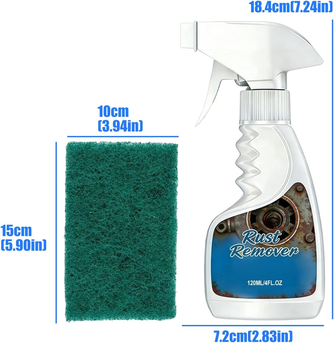 120ml Rust Remover Heavy Duty for Metal with Cloth, Highly Concentrated for Steel & Iron, Stainless Steel Cleaner-spray, Multi Surface Metal Spray for Car Motorcycle
