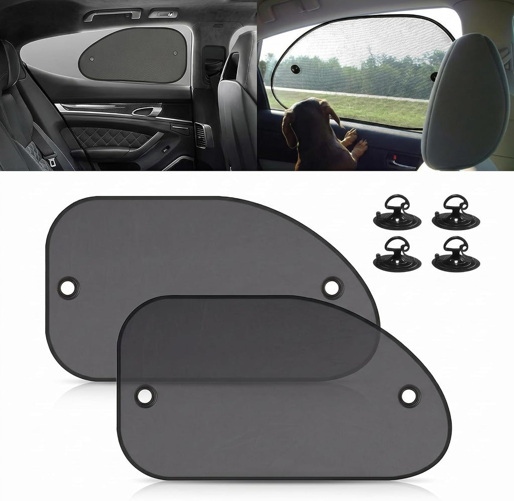 2 PCS Car Side Window Sun Shade, Suction Car Window Shade for Baby, Breathable Sun-protective Effectively Blocking 98% of Ultraviolet Rays, for Most Vehicles (Black)
