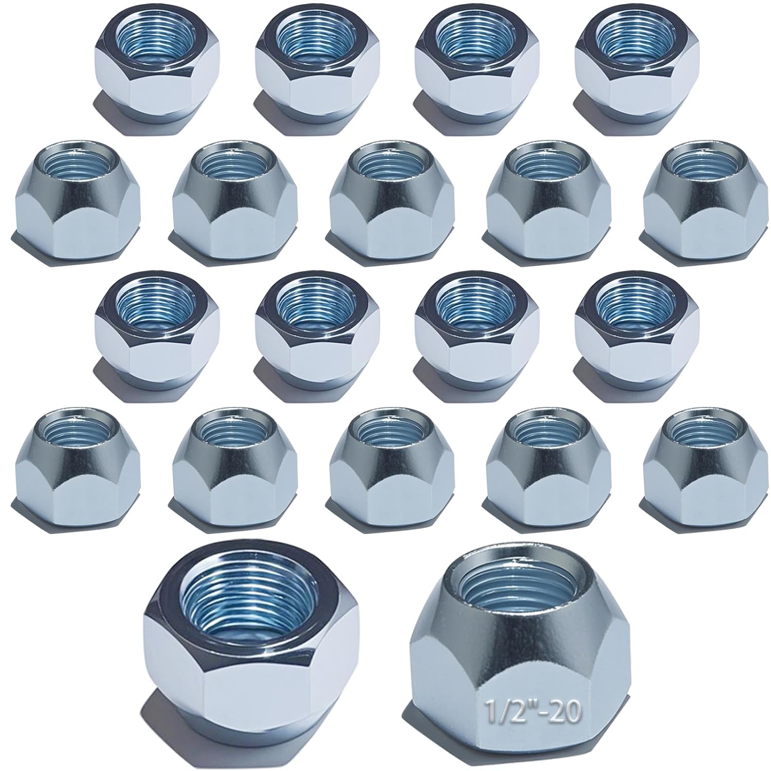 20Pcs 1/2''-20 Trailer Hub Lug Nuts, Wheel 509 Lug Nut Axle Hub Tire Lugs Nuts Open End Acorn Nut for Dexter EZ Lube Trailer Camper RV 1/2" Studs, Zinc Plated
