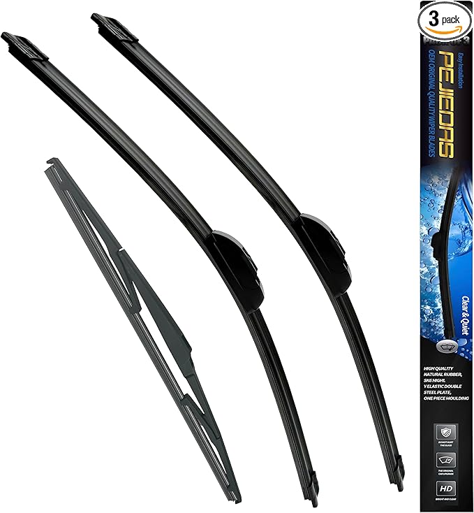 3 Wiper Blades, Front Wiper + Rear Wiper Blades by PEJIDDASWIPERBLADES