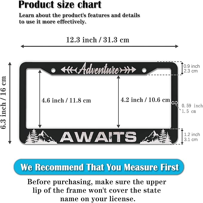 License Plate Frames for Men Black and White Car Plate Frames for Women - Image 2