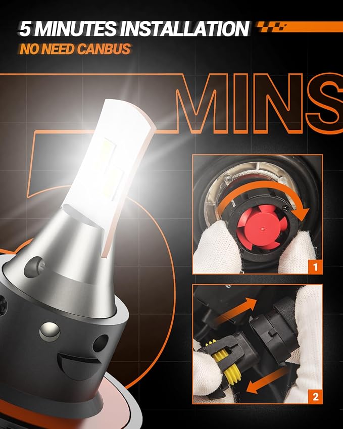 SEALIGHT H13 LED Bulbs, 36000LM Super Bright 9008 Driving Lights, 6000K Daylight - Image 4