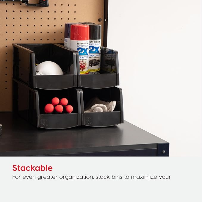 IRIS USA Stackable Bins, Plastic Hanging Open Front Shelf Bin Storage Organizer - Image 7