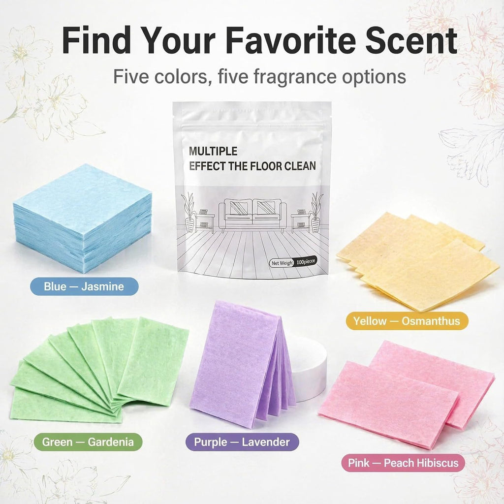 Multi-Surface Floor Cleaner Tablet, Concentrated Mopping Cleaning Tablets for Wood, Luxury Vinyl Plank, Laminate & Tile Flooring, Deep Clean Stain Remover Strips (Peach & Hibiscus Scent,100)
