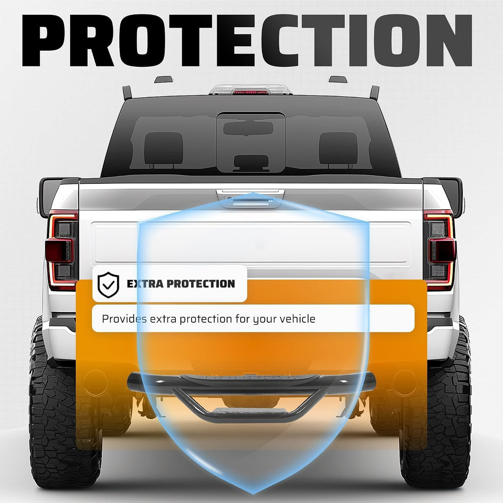 ECOTRIC Universal Bumper Trailer Hitch Step for SUV Trucks Pickups with 2 | Inch Receiver, Solid with Hitch Pin & U-Bolts Stabilize, Tow Rear Bumper Guard Protector Steel