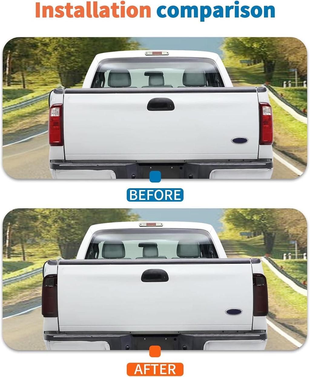 JeCar Tail Light Cover for 2008-2016 Ford F250/F350/F450/F550 - Smoked Tail Lamp Cover Trim Guards Exterior Accessories