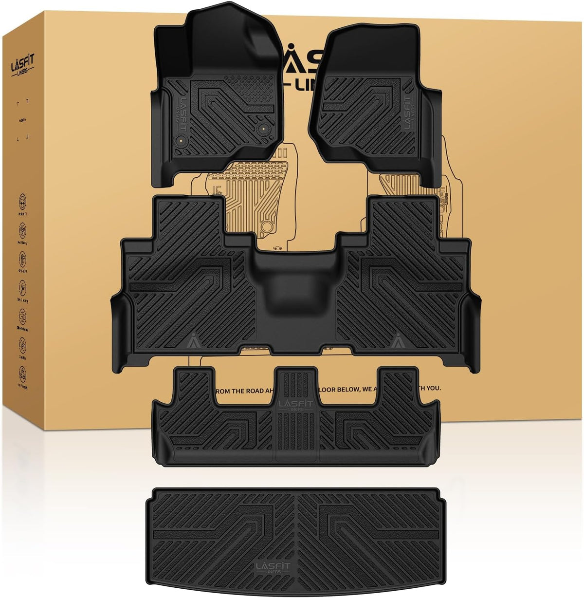 LASFIT Floor Mats&Trunk Liner for Ford Expedition 2018-2024 8 Seats, All