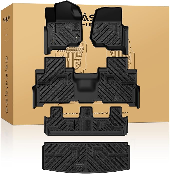 LASFIT Floor Mats&Trunk Liner for Ford Expedition 2018-2024 8 Seats, All by LASFIT