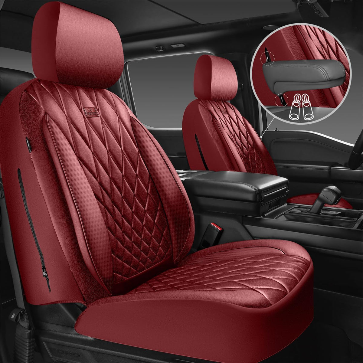 car pass piping luxury faux leather seat covers shown in use