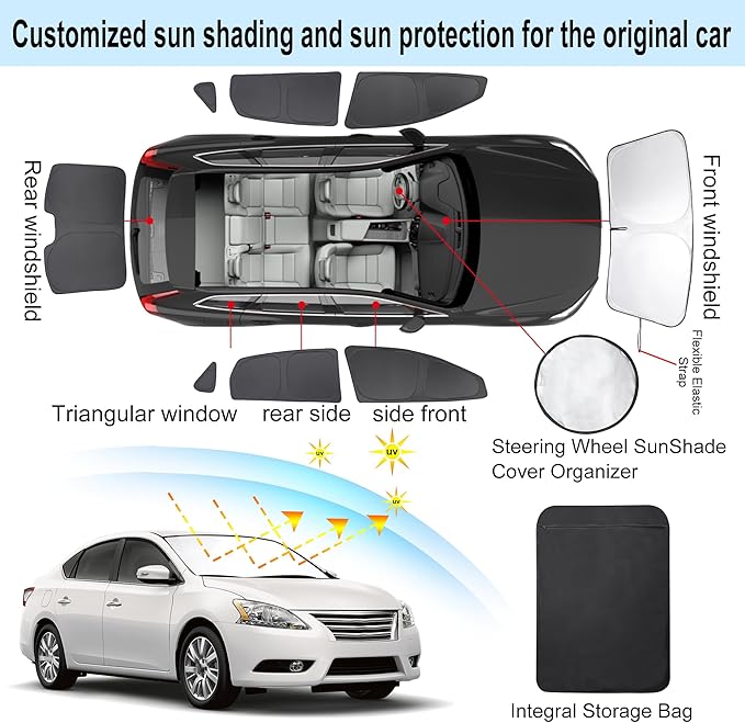 TINGLU Window Shades for Nissan Sentra 2014 2015 2016 2017 2018 2019 - Image 3