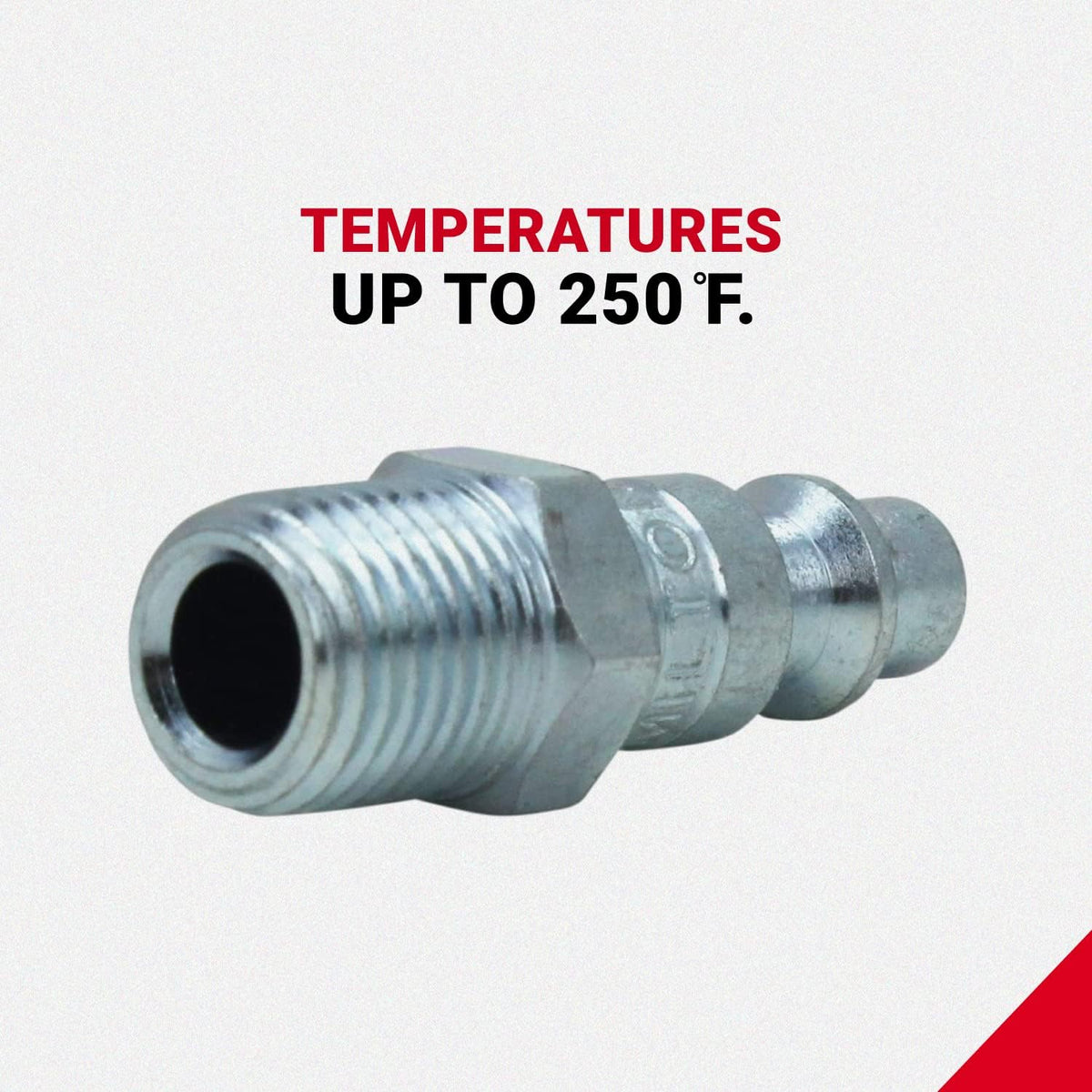 milton (s-210) 1/4" npt m-style coupler and plug showing dimensions