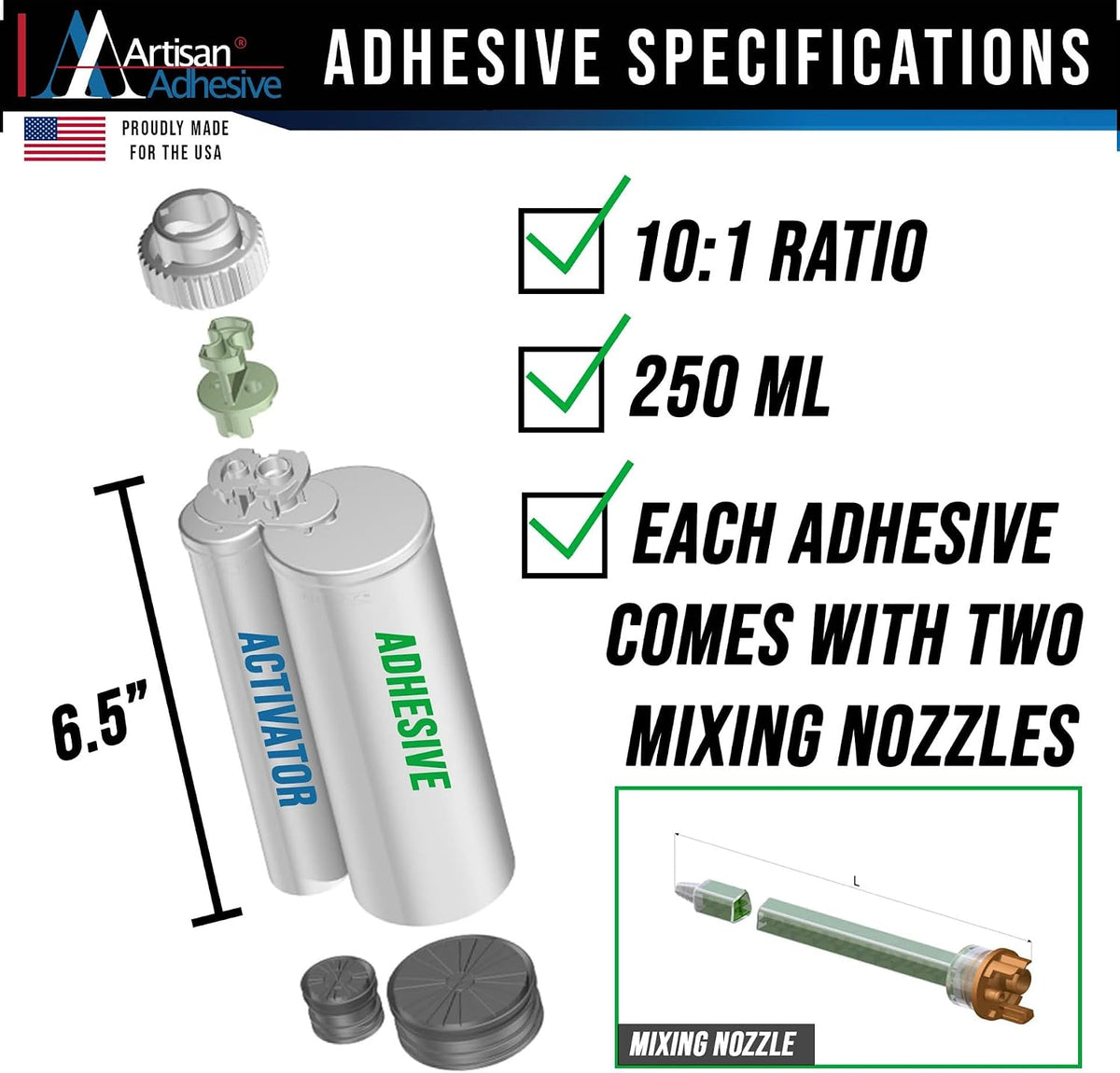 (color: pure black) - specially formulated seam adhesive showing dimensions