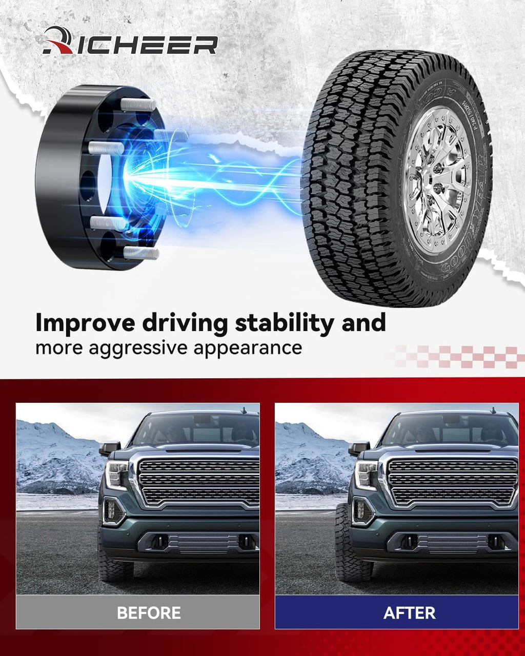 Richeer 2 Inch 6x5.5 Hubcentric Wheel Spacer for Silverado Sierra 1500, 6 Lug 6x139.7mm Wheel Spacers with 14x1.5 Studs & 78.1mm Bore for Tahoe Suburban Avalanche Express Yukon