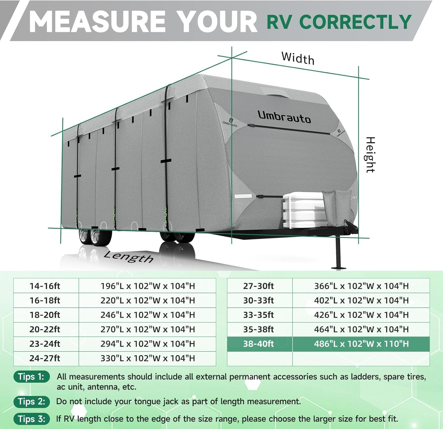 Umbrauto RV Cover 27-30ft: 7 Layers Travel Trailer Cover, Waterproof Camper Cover, Toy Hauler Cover with Tongue Jack Cover, Extra Windproof Ropes, Gutter Covers