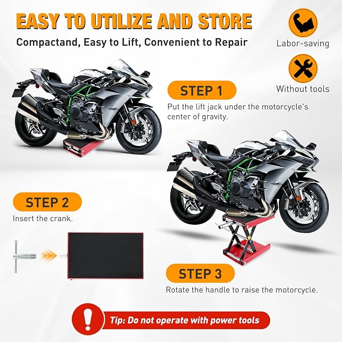 Nilight Motorcycle Lift Jack 1100 LBS Scissor Jack Stand Lift from 3.4" to 14.2" - Image 6