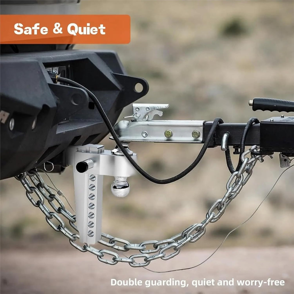 Adjustable 2" Trailer Hitch 8" Drop/Rise Dual-Ball 12,500 LBS GTW Locks