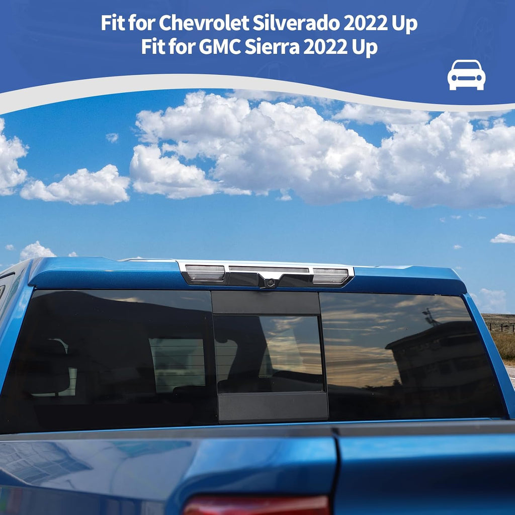 for Silverado High Mount 3rd Brake Light Trim Cover Chrome for Chevrolet Silverado2022 Up for GMC Sierra 2022 Up Chrome Exterior Accessories 3pcs