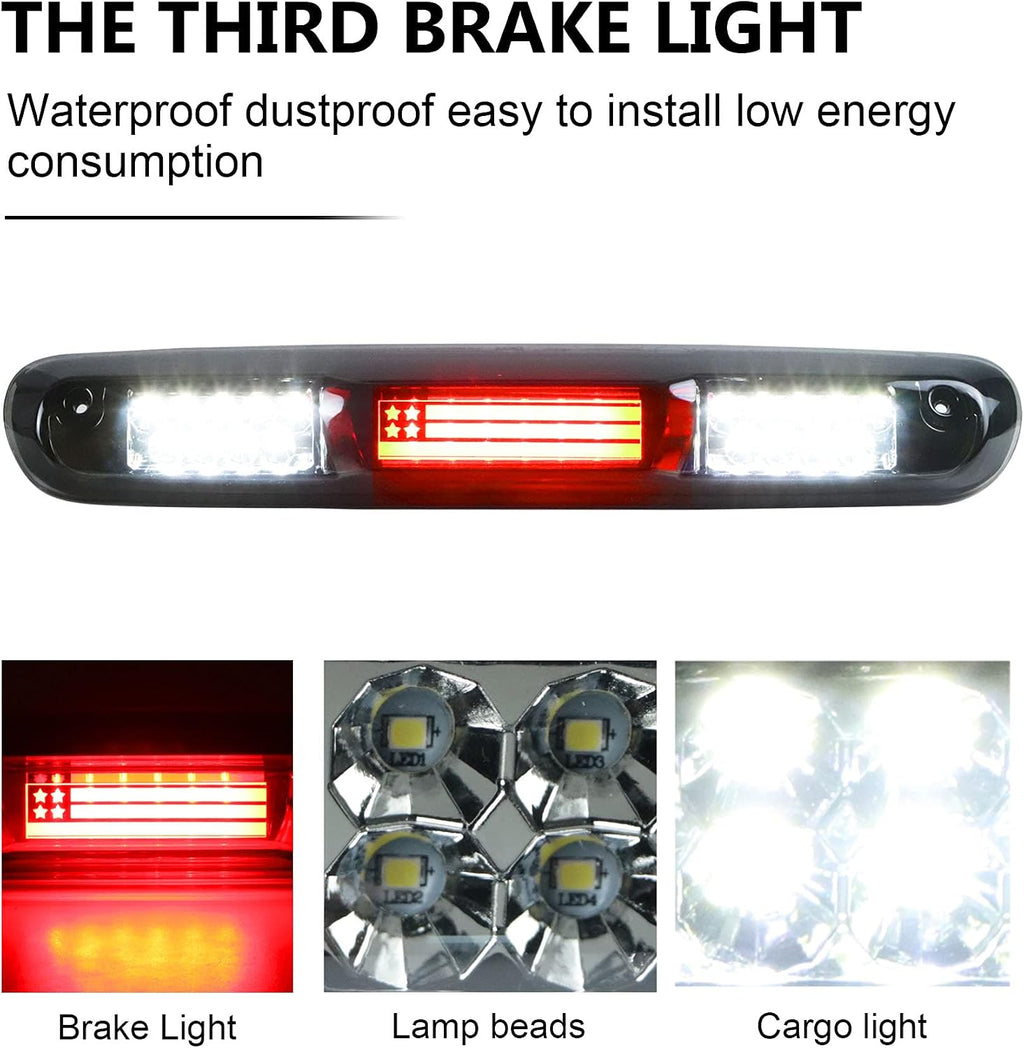 Tresound LED Third 3rd Brake Light for 2007-2013 Chevy Silverado GMC Sierra 1500 2500 3500 HD Classic, Rear Cargo Lamp High Mount Stop light
