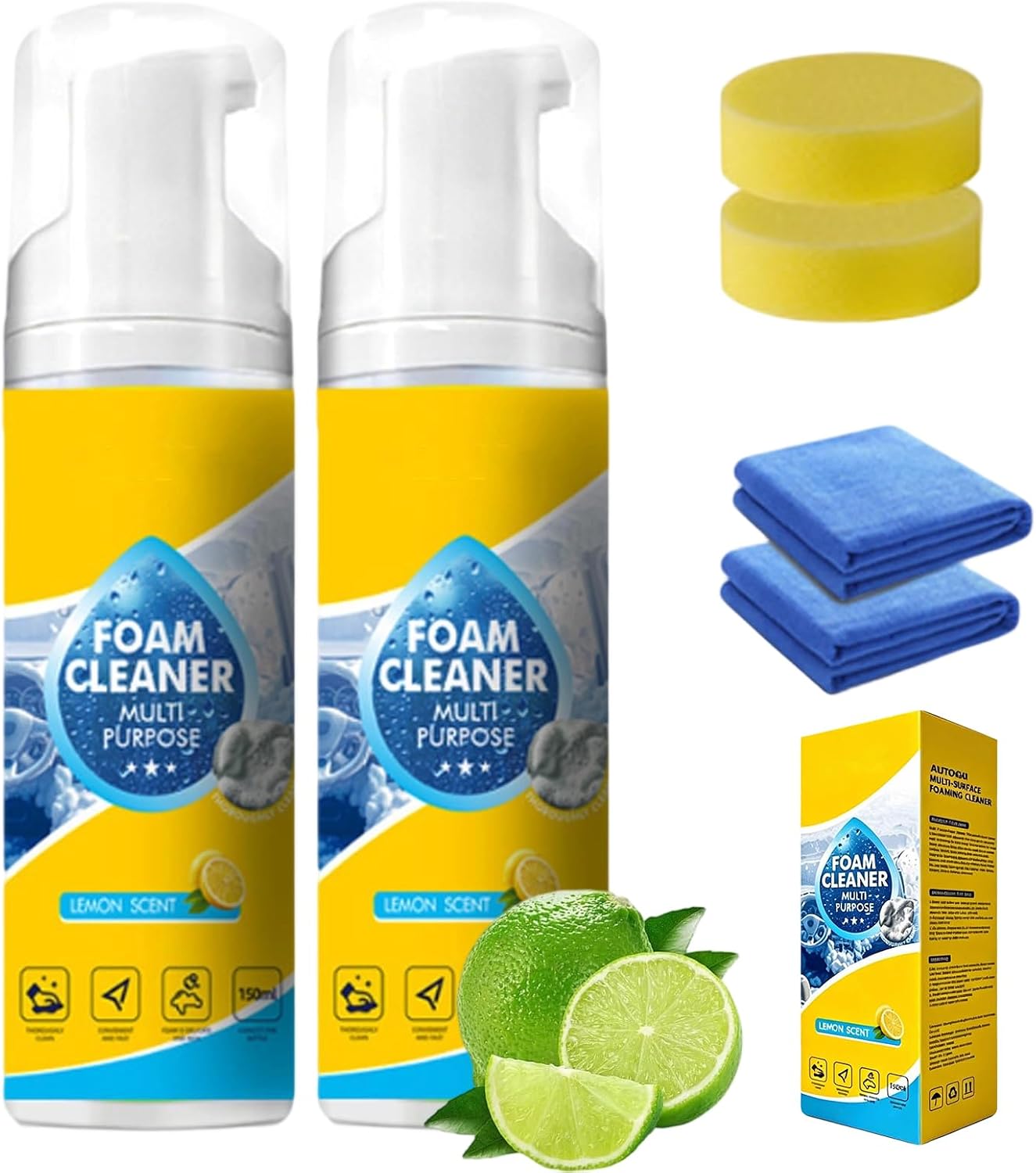 Foam All-Purpose Aerosol Cleaner Spray, Multi-enzyme Foam Spray Cleaner, New Multipurpose Powerful Foam Cleaner Spray, Enzyme Foam Deep Cleaning Spray, Bathroom Car Interior Sofa (PCS-2)