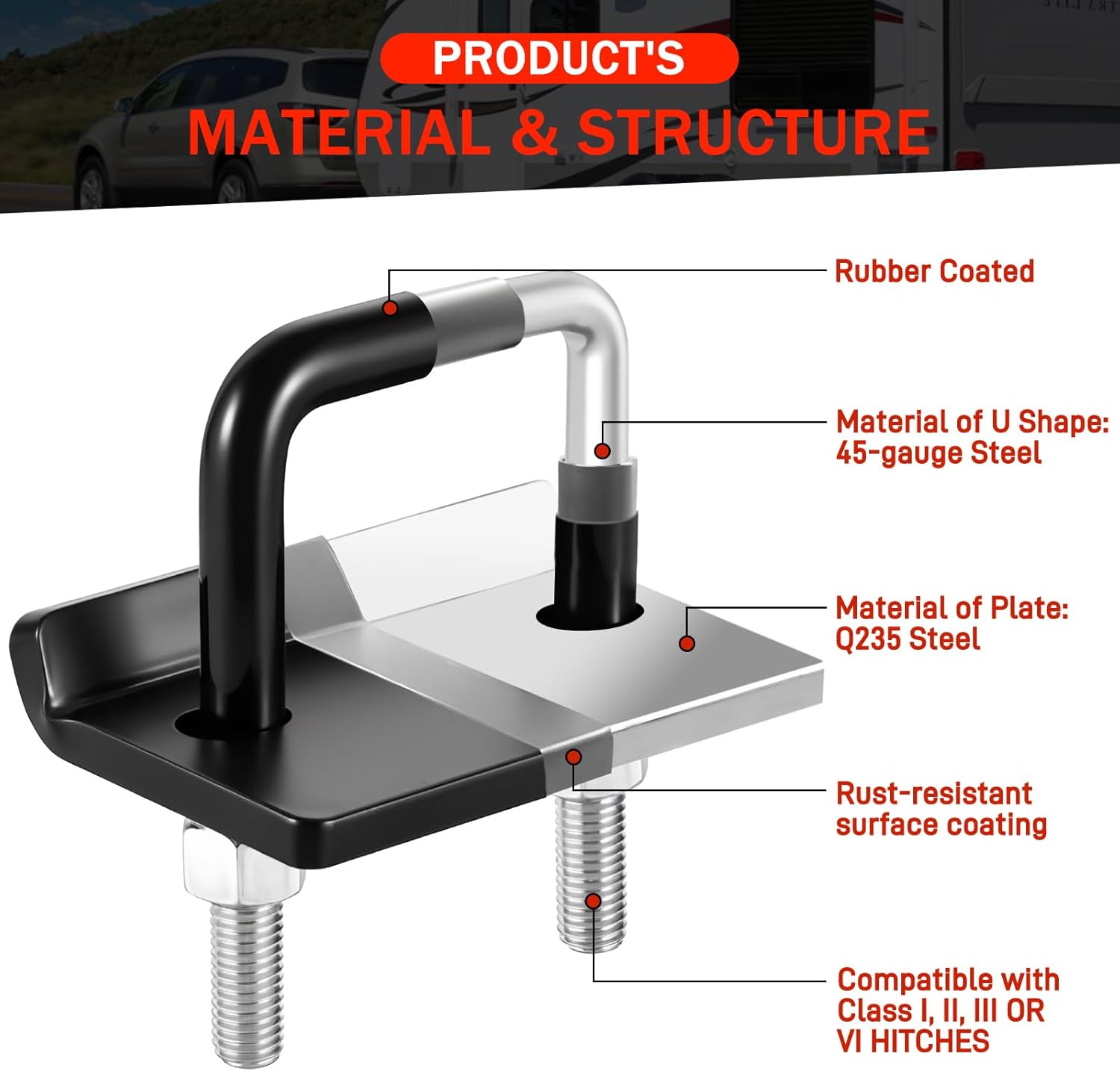 BOYISEN Anti Rattle Hitch Tightener - No Rattle Noise Hitch Stabilizer for 1.25" Trailer Hitch, Reduces Movement, Black