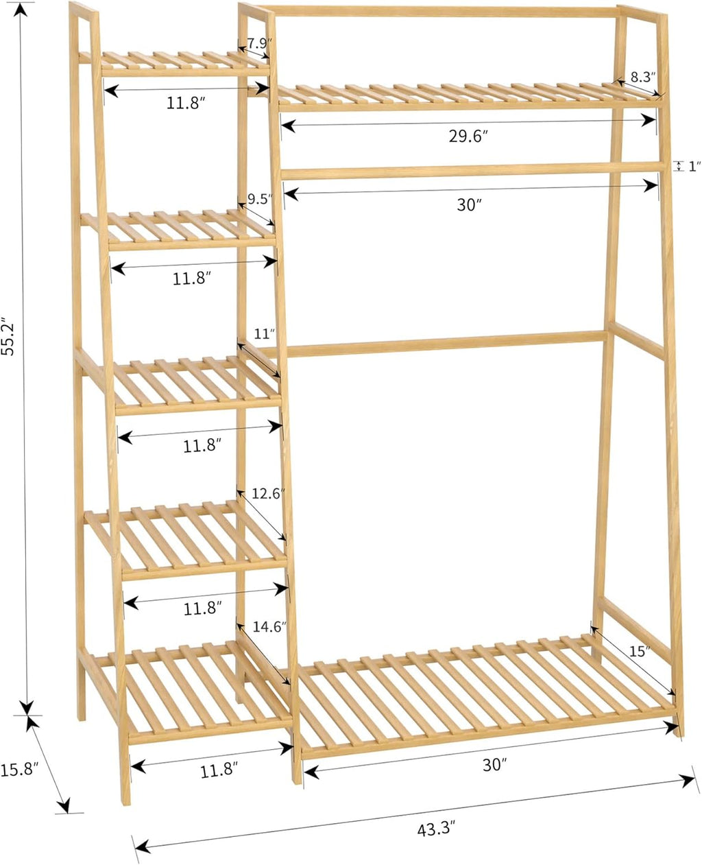 reliancer bamboo clothing garment rack,free standing clothes coat shown in use