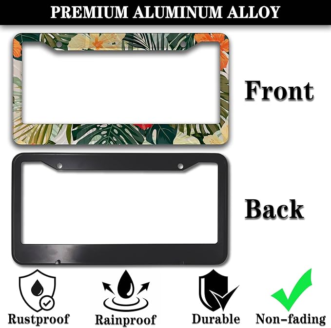 Car Plate Frames Multicolor License Plate Protector Hawaiian Retro Tropical - Image 3