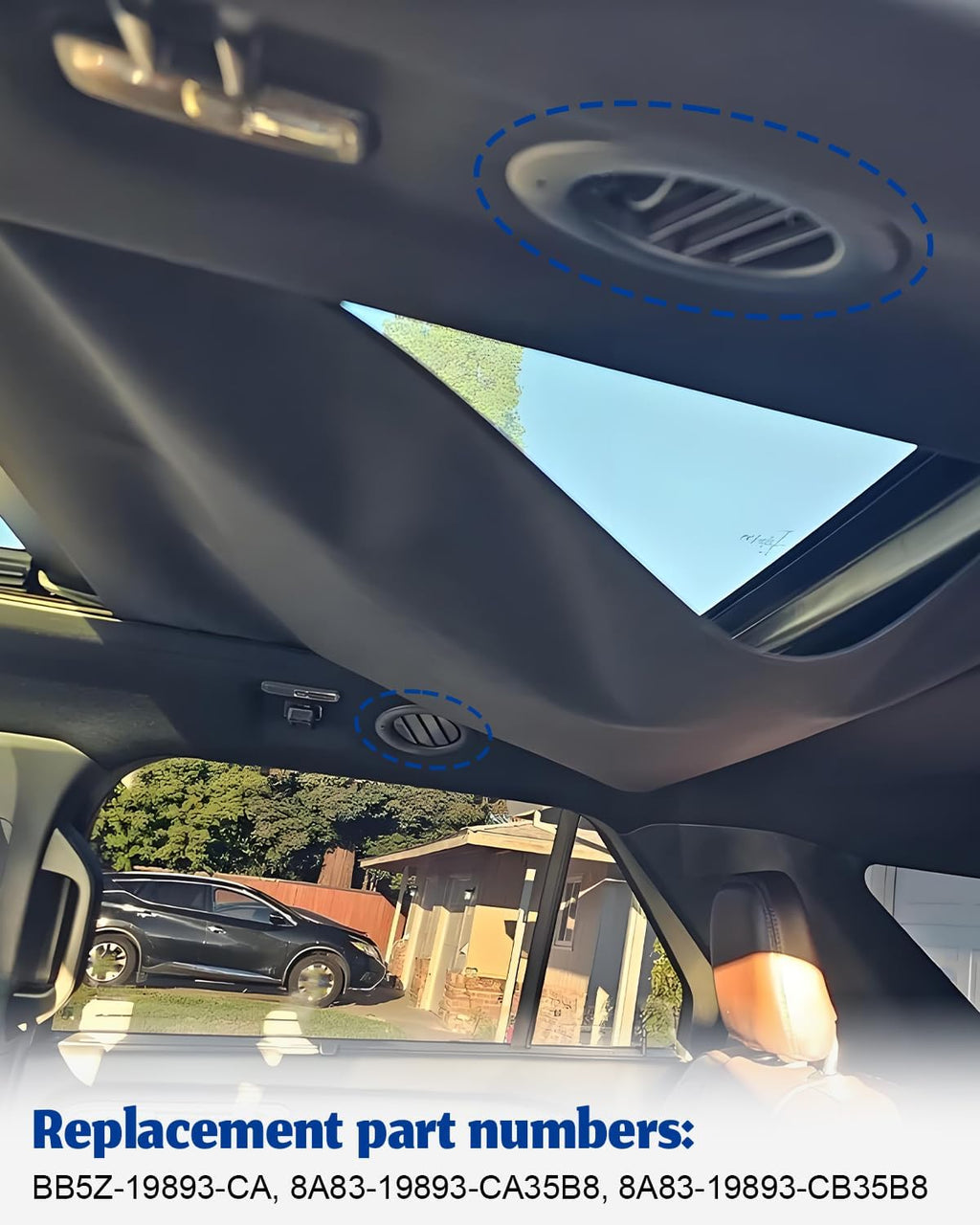 ANODZU BB5Z-19893-CA Headliner Rear Ceiling AC Air Vent Louver Fit for Ford Explorer 2011-2019, for Police Interceptor Utility 2013-2015 Fit for Lincoln MKT 2013-2019, Black 2 Pack