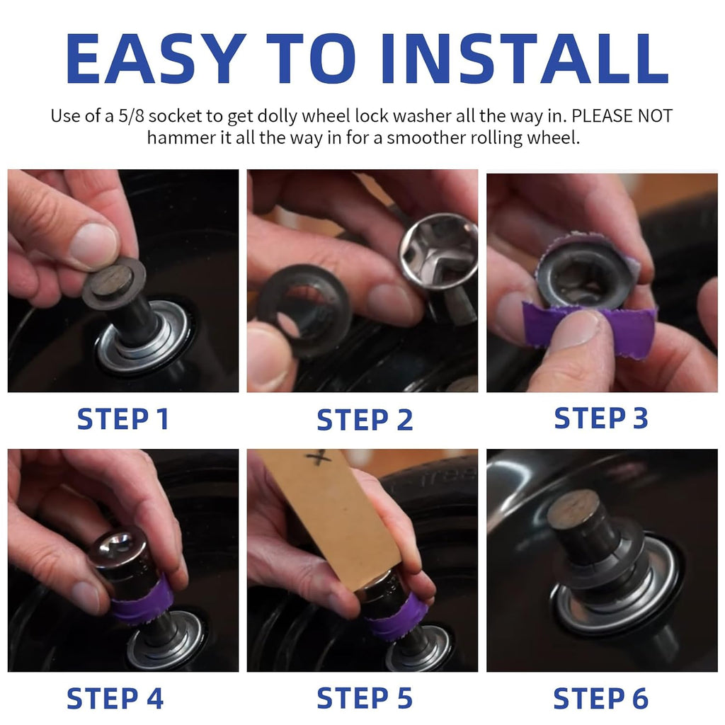 Dolly Wheel Lock Washer Replacement for Hard-to-Find Push-On Pushnuts, 5/8" Push Nut Locking Washer Fit for Hand Truck 5/8" Axle Rod Push, Phosphate + Oil, 20 Pcs.