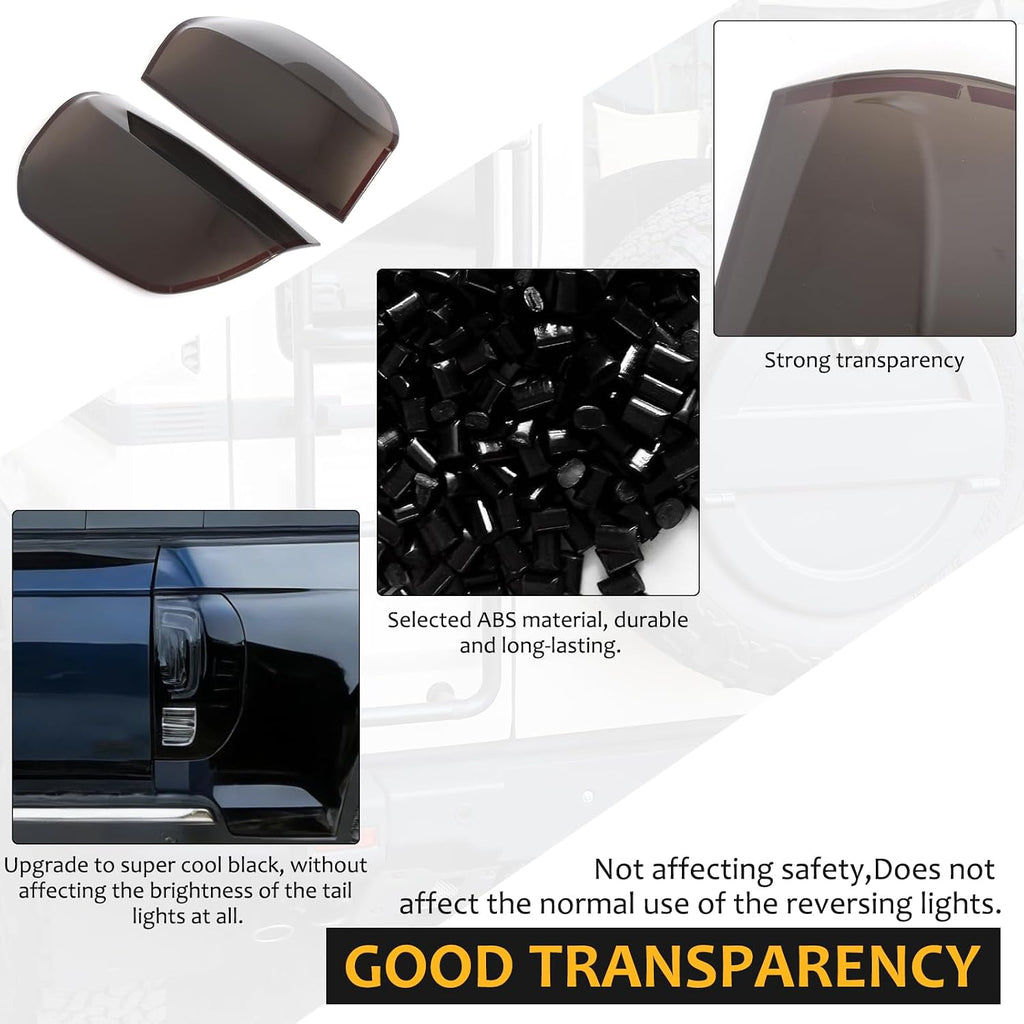 Rear Tail light Cover Compatible with Honda Ridgeline 2017-2025, Tail Brake Light Guard Cover Bezels, Reverse Tail Lamp Shell Shade, Smoked Headlight Protection Accessories, ABS