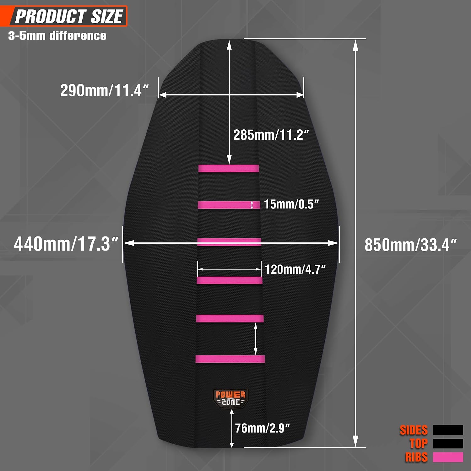 Universial Dirt Bike Seat Cover - Soft Ribbed Rubber Seat Covers for Motorcross Enduro (Pink)