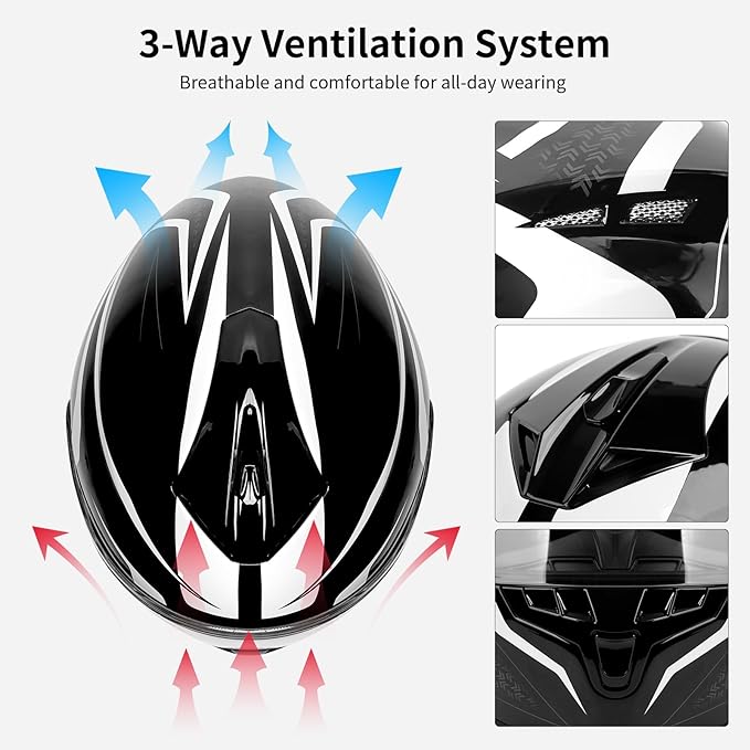 Full Face FreedConn Motorcycle Helmet Bluetooth 5.0 Integrated 2 Way Intercom - Image 2