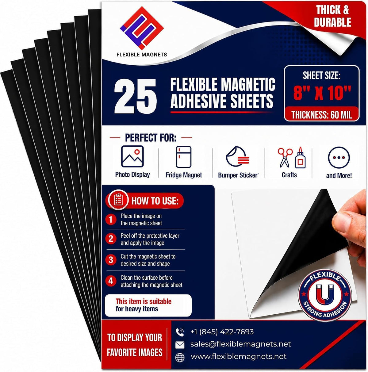 flexible magnet sheet with adhesive backing, 60 mil, main product view