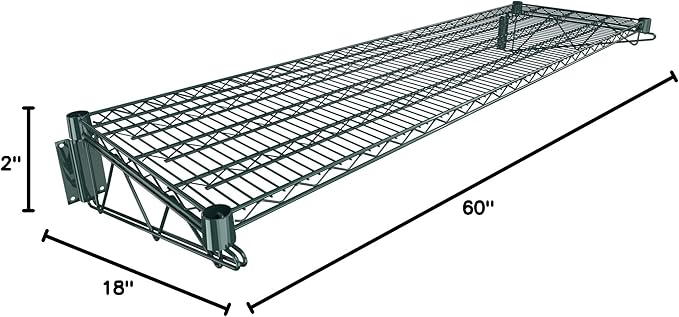 18" x 60" Green Epoxy Wire Wall Mount Shelf - Image 3