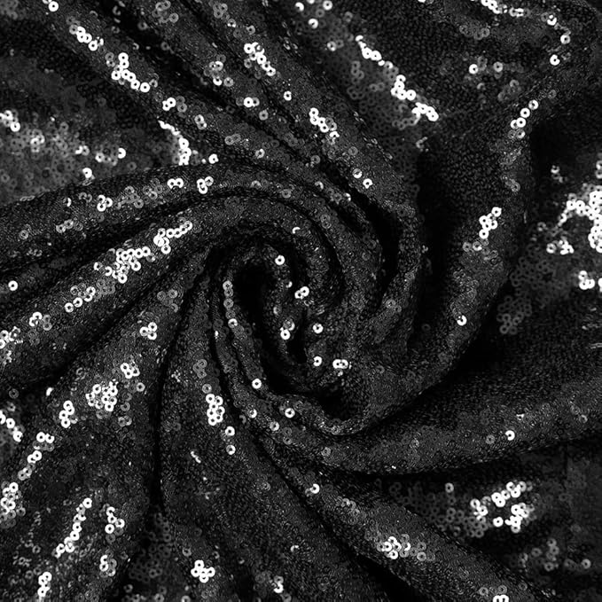 JYFLZQ Black Sequin Backdrop Curtains 2ft x 8ft 4 Panels Glitter Photo Booth ...