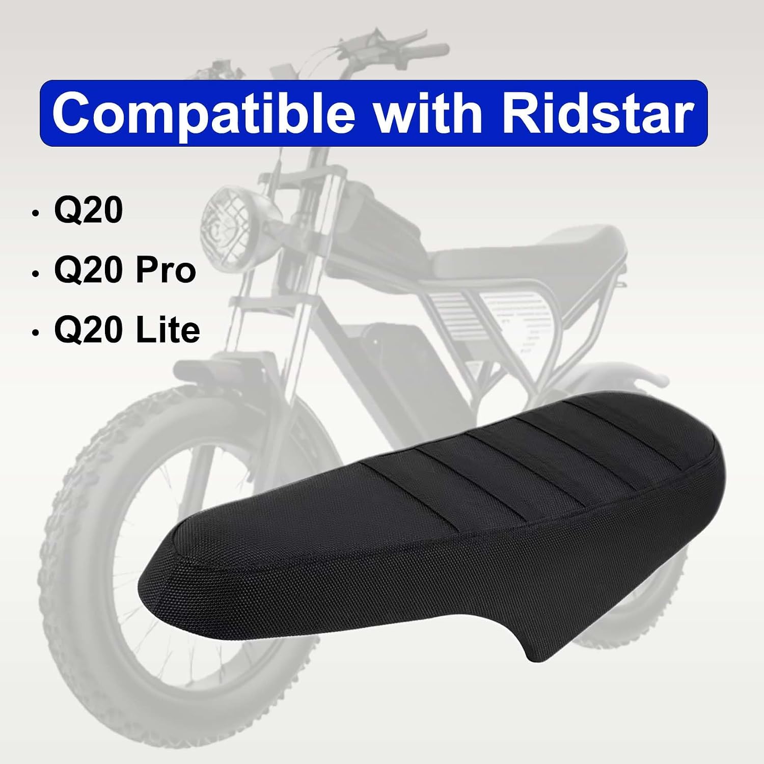 E-Bike Seat Cover Compatible with Ridstar Q20,Q20 Pro,Q20 Lite，No stapling (Black)