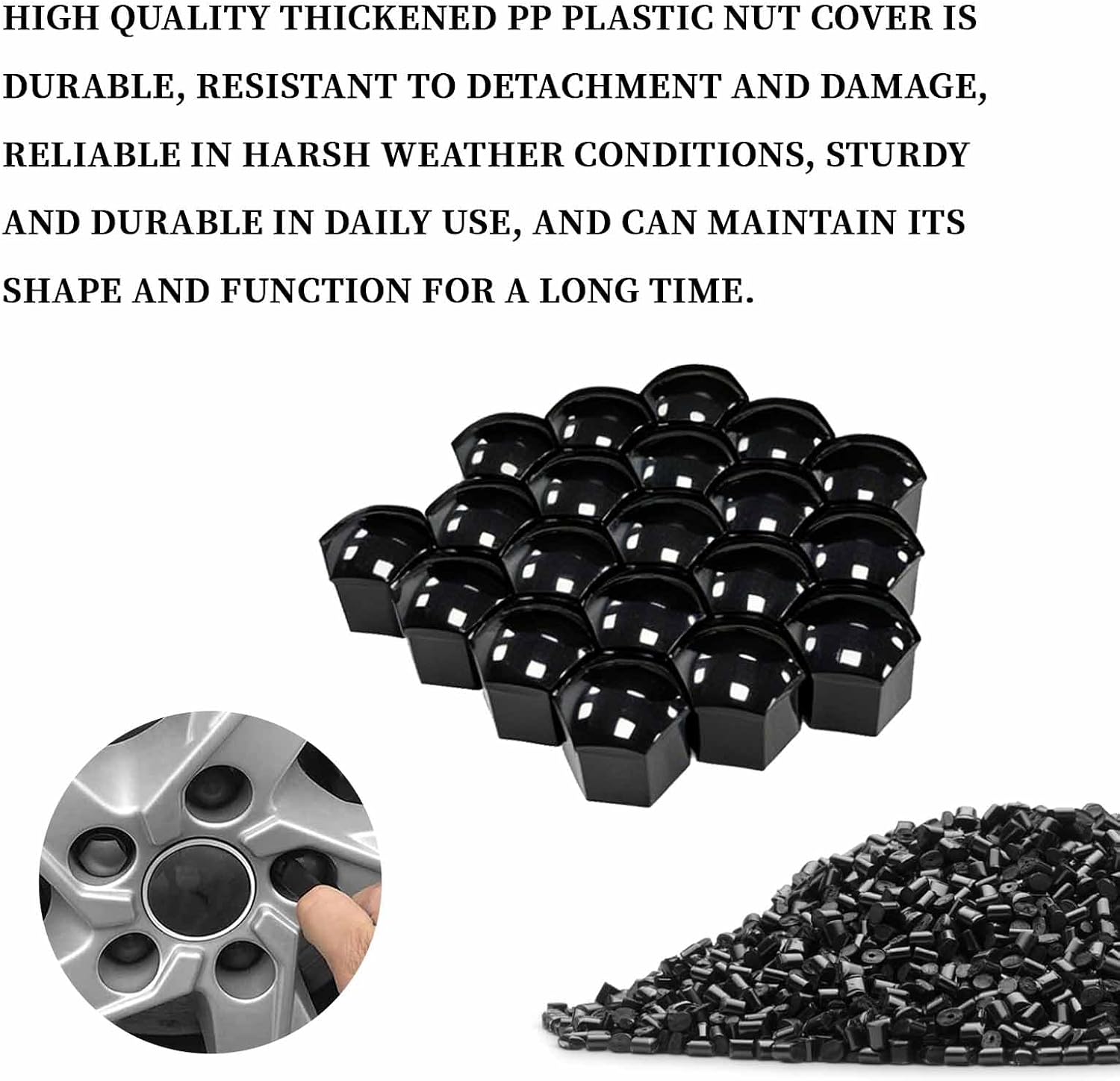 21mm Lug Nut Covers 20PCS Black Lug Nut Caps, Hexagonal Wheel Bolt Caps with Removal Tool, Dustproof & Rustproof Tire Hub Screw Protector, Universal Car Exterior Accessories for Most Cars