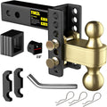 TIROL 2.5 inch Adjustable Hitch, 2.5 Hitch Receiver, 4" Drop, 2" & 2-5/16" Dual Ball Hitches for Trucks, 25000 LBS, Heavy Duty Trailer Hitch for 2.5" Receiver Class v 350 Truck RVs Campers Boat