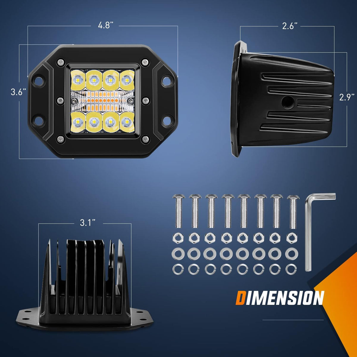 nilight 2pcs 42w light pods flush mount spot shown in use