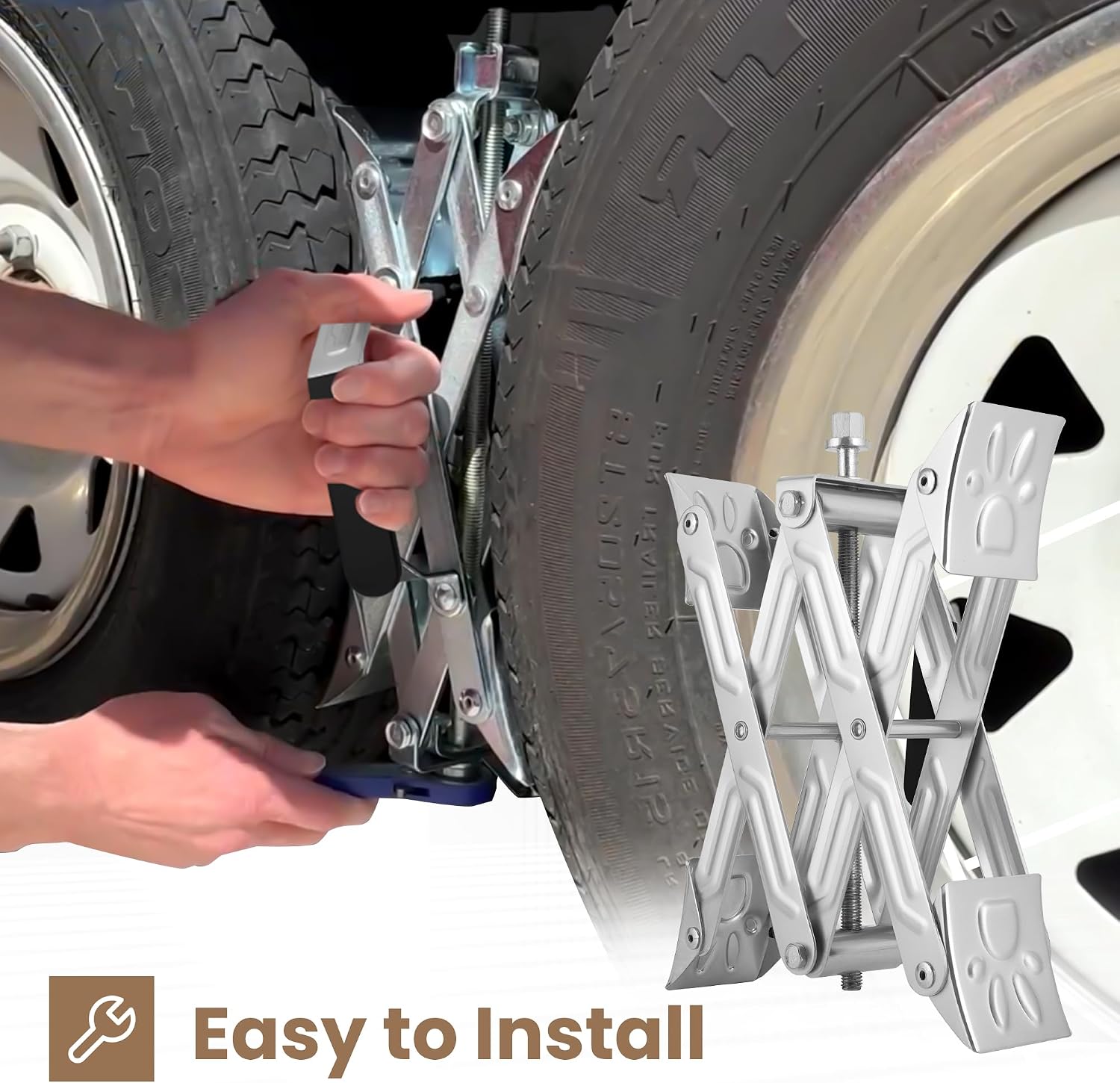X-Shaped RV Wheel Chock Fit 4.13” to 13.4” Camper Wheel Chock Stabilizer Scissor with Accessories Pair for Travel Trailer, Heavy Duty Tire Wheel Chock Scissor Locking X Chock, 2Pack