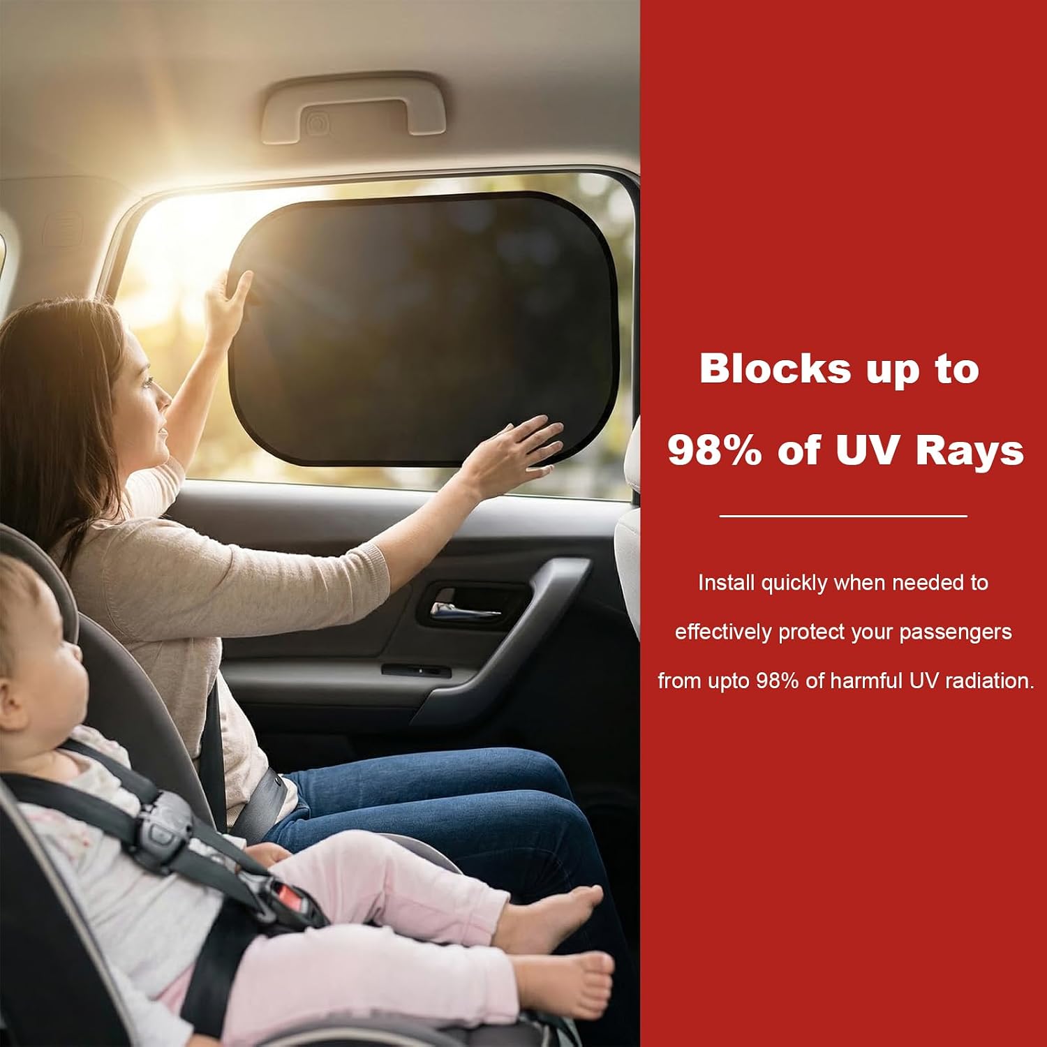 2 PCS Car Sun Shades, 19.5" × 12.2" Foldable Auto Sunshade Protector Rear Window Cover, Easy to Install Car Window Shades Protect Pets in The Back Seat from Sun Glare & Heat (Long)