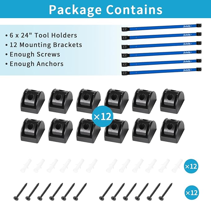 6 Pieces 24" Magnetic Tool Holder Strip, Metal Tool Organizer Rack - Image 7